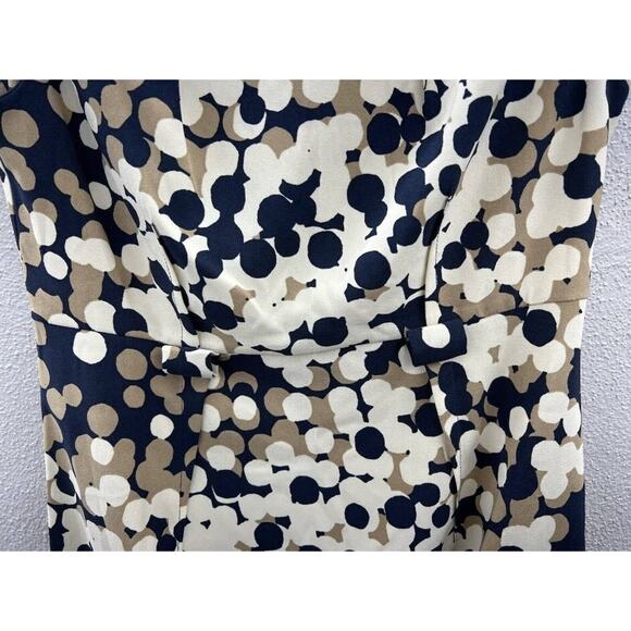 Womens Emma & Michele Dress Size 6 Blue and Tan Dotted Cap Sleeve Pencil - Picture 6 of 15